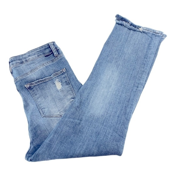 Risen Jeans Womens Straight Leg Distressed Raw Hem High Rise Stretch 11/30 - Picture 12 of 16